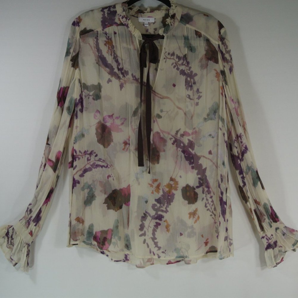 NEW REISS Rosa Romantic Floral Printed Blouse Size US 8 #337 - Picture 3 of 10